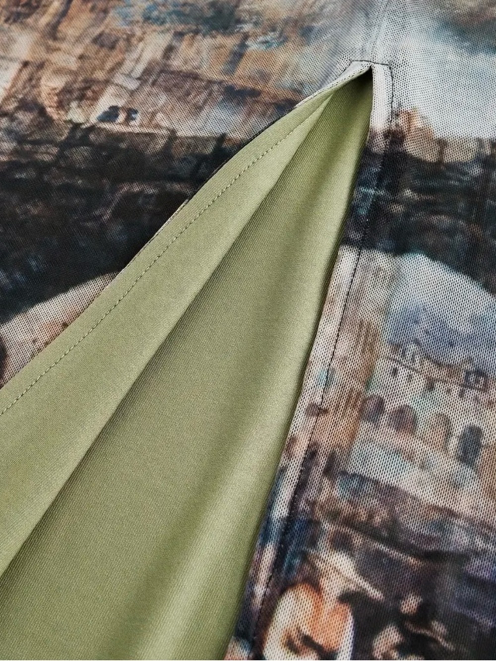 Women's Vintage Oil Painting Print Slim-Fit Skirt - Picture 3 of 6